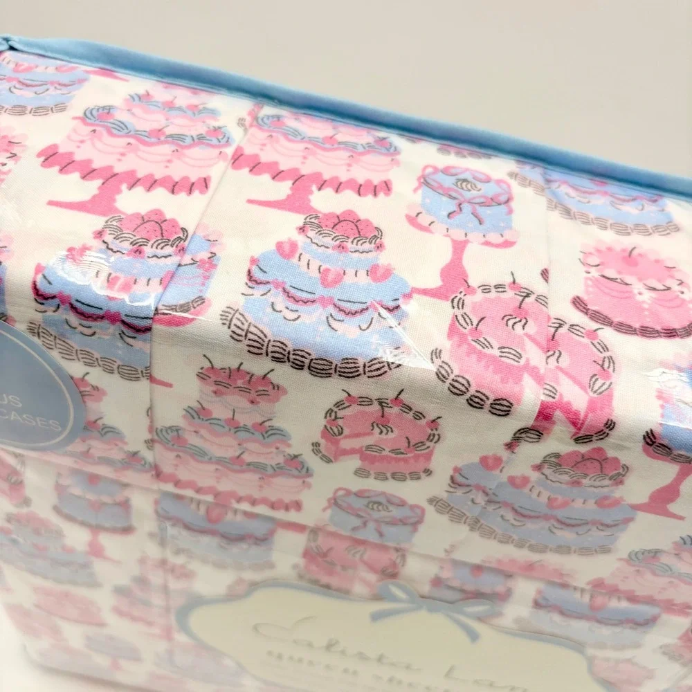Calista Lane Queen Sheet Set Let Them Eat Cake Pink Blue 6 Piece Deep Pocket NEW